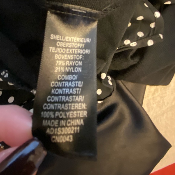 Adrianna Papell Size S Black Sweater Built In Blouse Polka Dots Long Sleeves - Picture 2 of 10